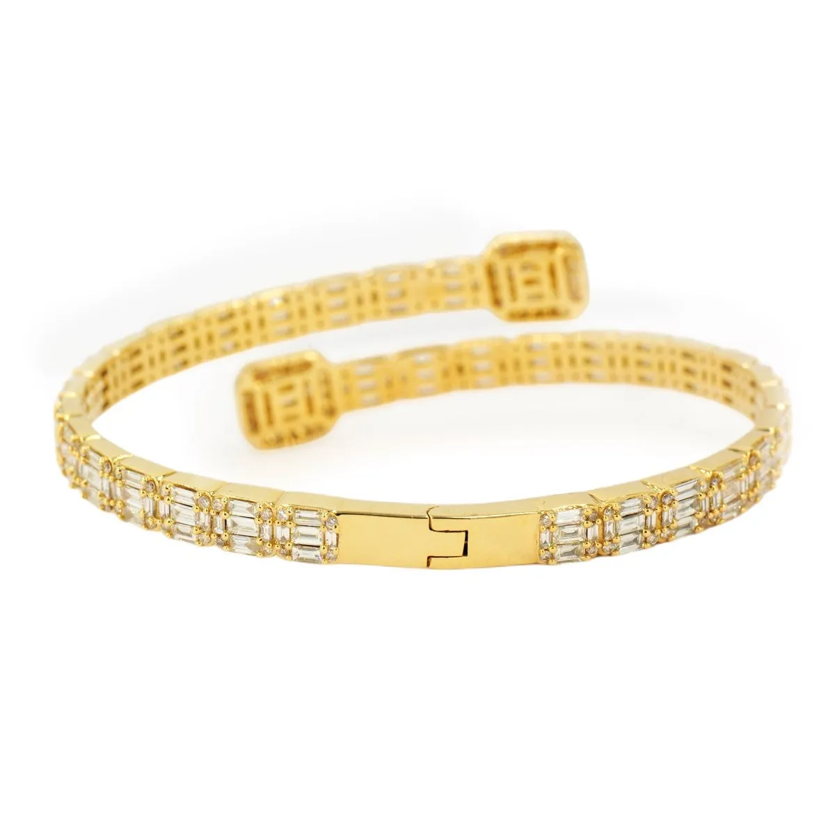 10k Gold 8.15ctw Baguette & Round Cut Diamond Baller Medium Bangle - Unisex