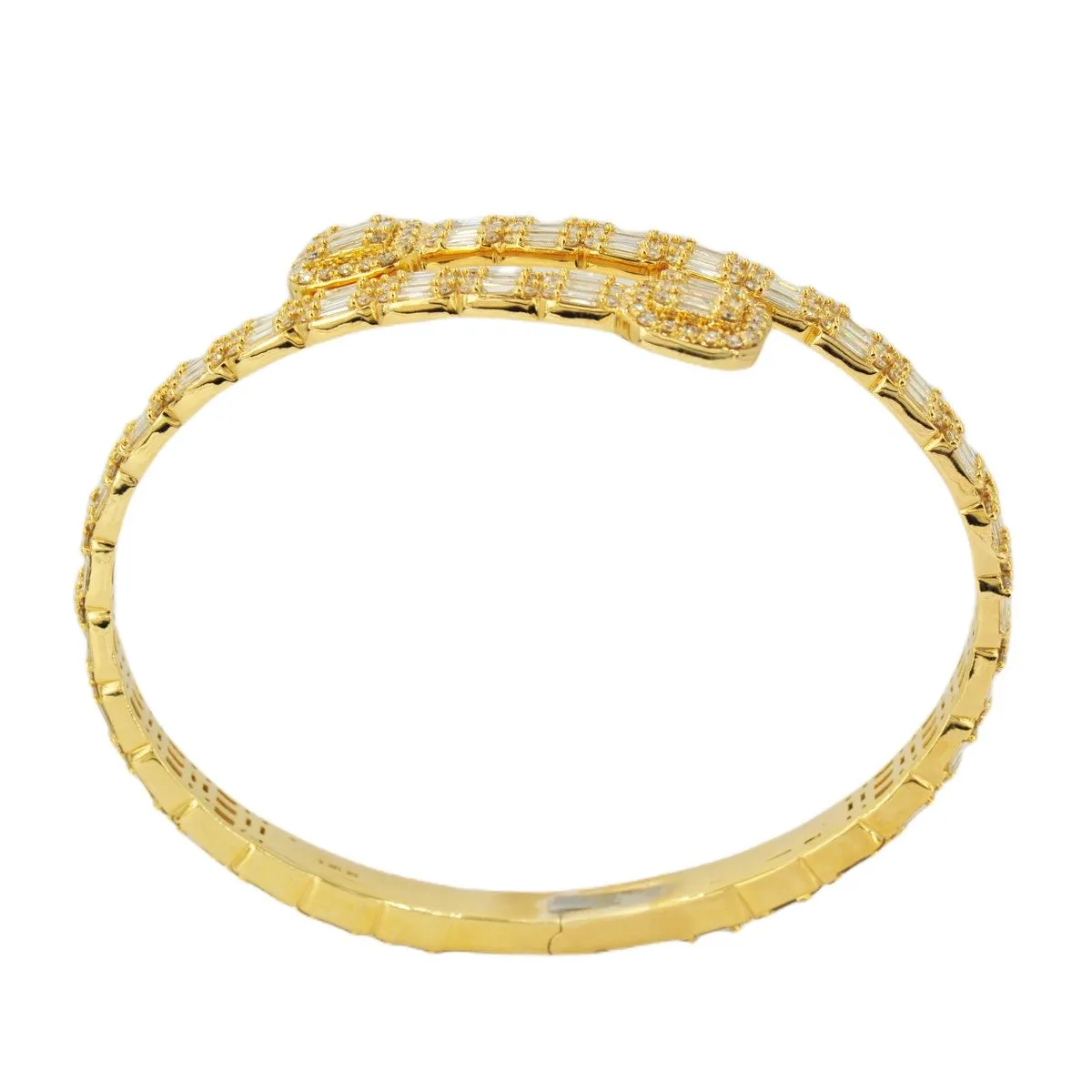 10k Gold 8.15ctw Baguette & Round Cut Diamond Baller Medium Bangle - Unisex