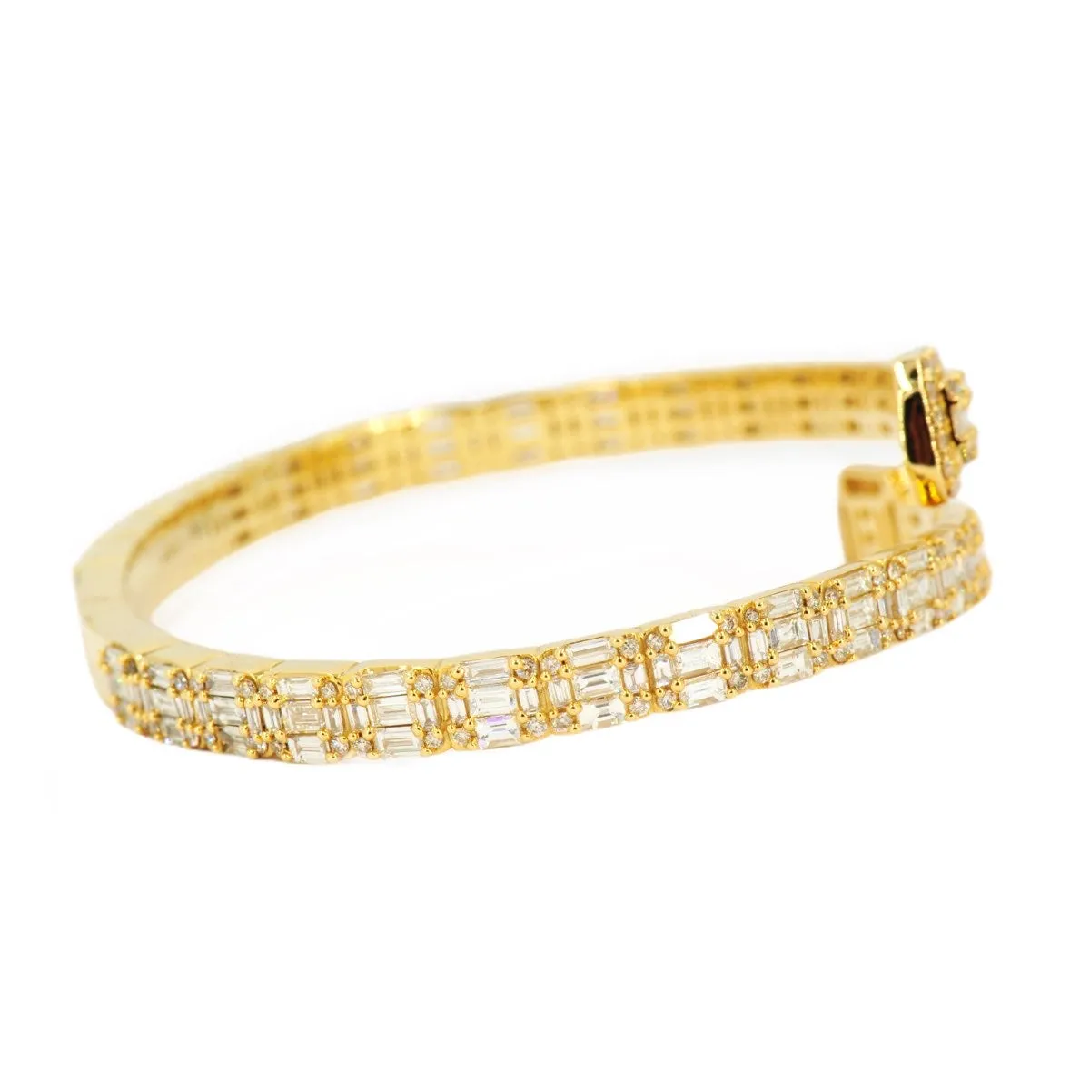 10k Gold 8.15ctw Baguette & Round Cut Diamond Baller Medium Bangle - Unisex