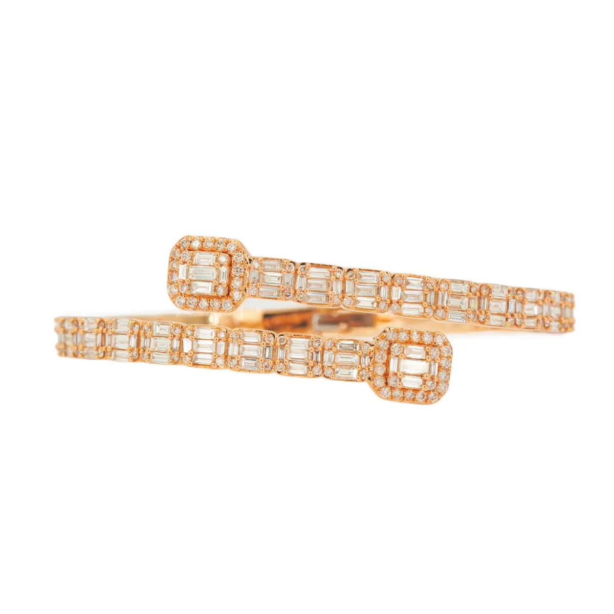 10k Gold 8.15ctw Baguette & Round Cut Diamond Baller Medium Bangle - Unisex