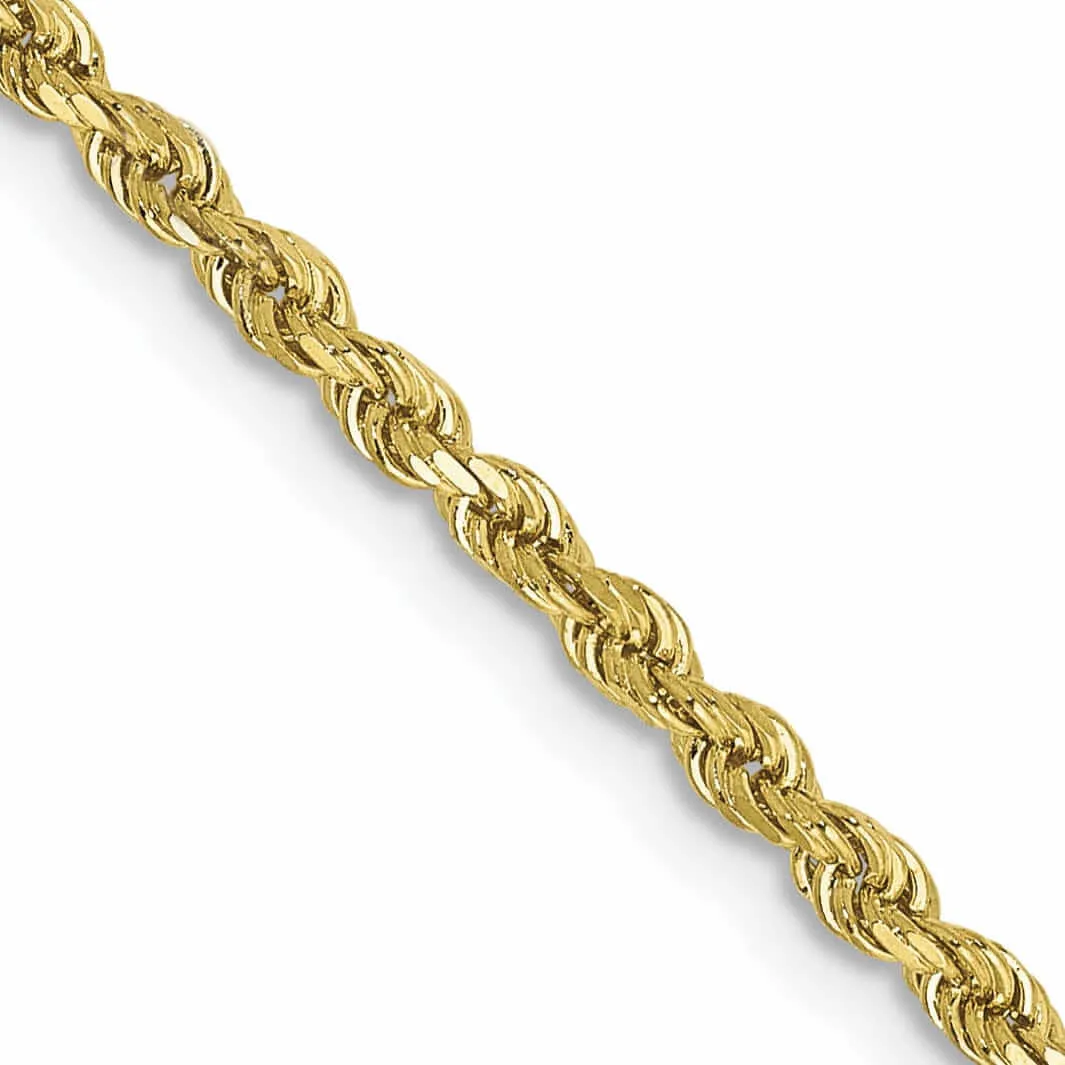 10k Yellow Gold Diamond Cut Rope Bracelet 2.25MM