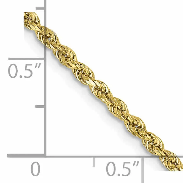 10k Yellow Gold Diamond Cut Rope Bracelet 2.25MM