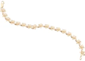 14k 8mm Plumeria Bracelet with 18 Diamonds