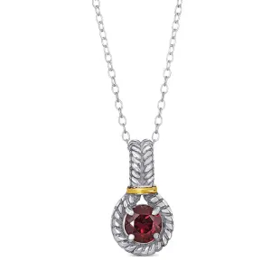 14K and 925 Sterling Sliver Pendant with Garnet (145NP8511TGR)