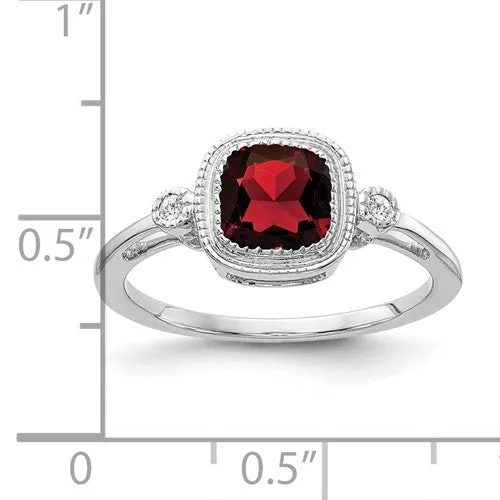 14k Gold Cushion Cut Garnet and Diamond Ring