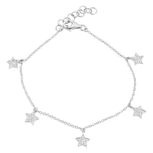 14k Gold Diamond Star Bracelet