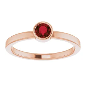 14K Rose 4 mm Natural Mozambique Garnet Ring