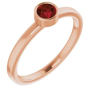 14K Rose 4 mm Natural Mozambique Garnet Ring