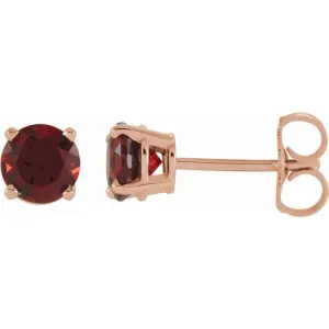 14K Rose 5 mm Natural Mozambique Garnet Stud Earrings