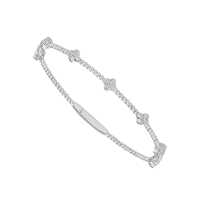 14K White Gold 7 Station Flex Bangle