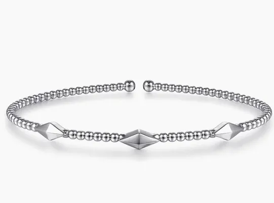 14K White Gold Bujukan Pyramid Stations Bangle