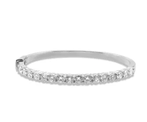 14k White Gold Diamond Bangle - 5.00cttw