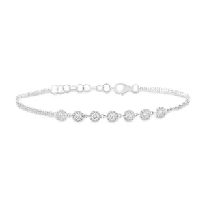 14K White Gold Diamond Bracelet with 7 Halos