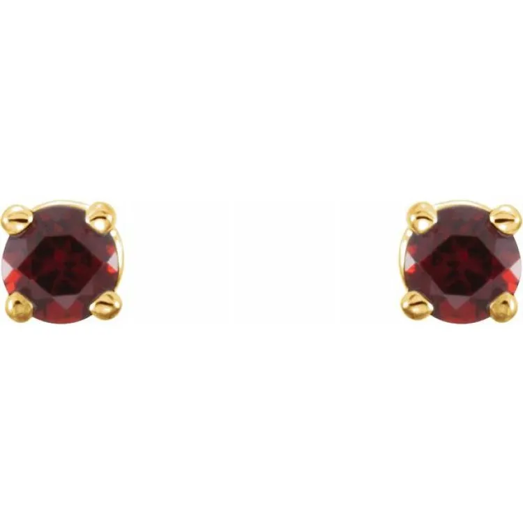 14K Yellow 2.5 mm Natural Mozambique Garnet Stud Earrings