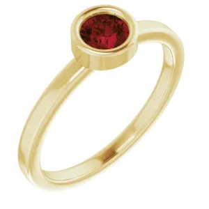 14K Yellow 4.5 mm Natural Mozambique Garnet Ring