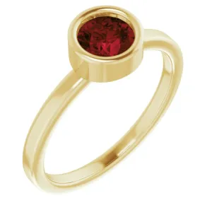 14K Yellow 5.5 mm Natural Mozambique Garnet Ring