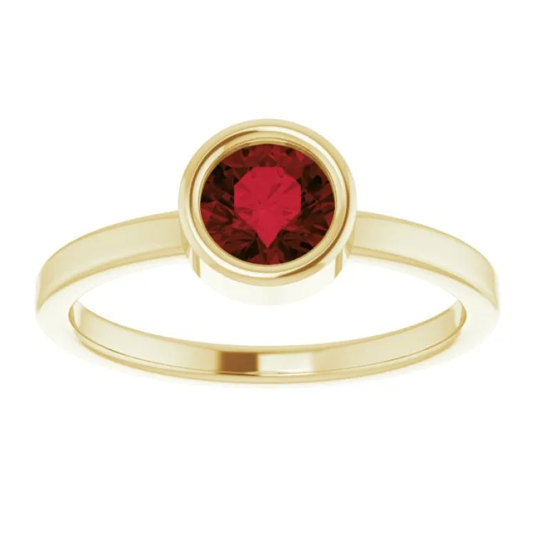 14K Yellow 5.5 mm Natural Mozambique Garnet Ring