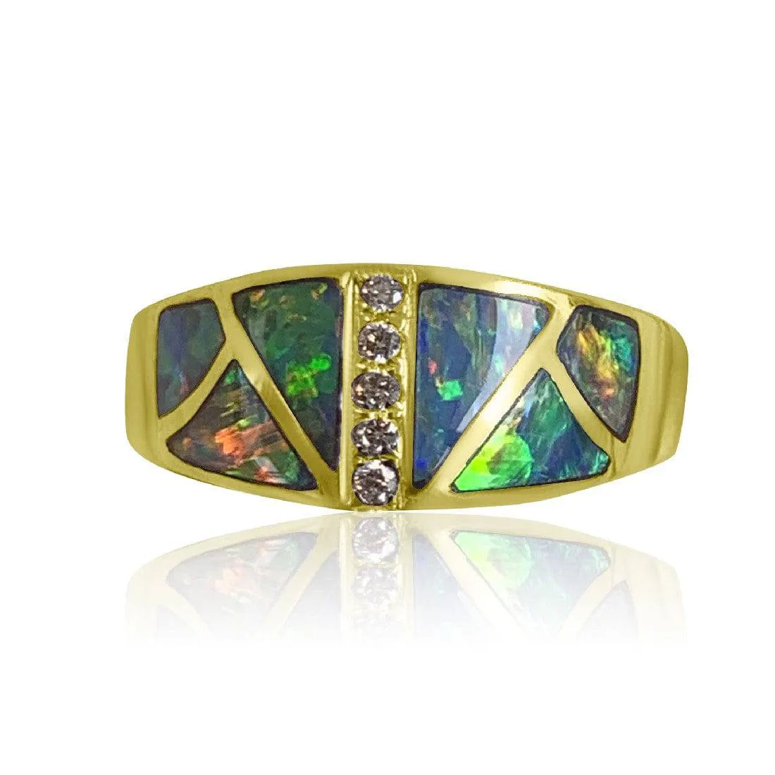 14kt Yellow Gold Opal and Diamond ring