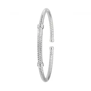 Acotis Silver Bangle Oval Rhodium Plated Zirconia G4215