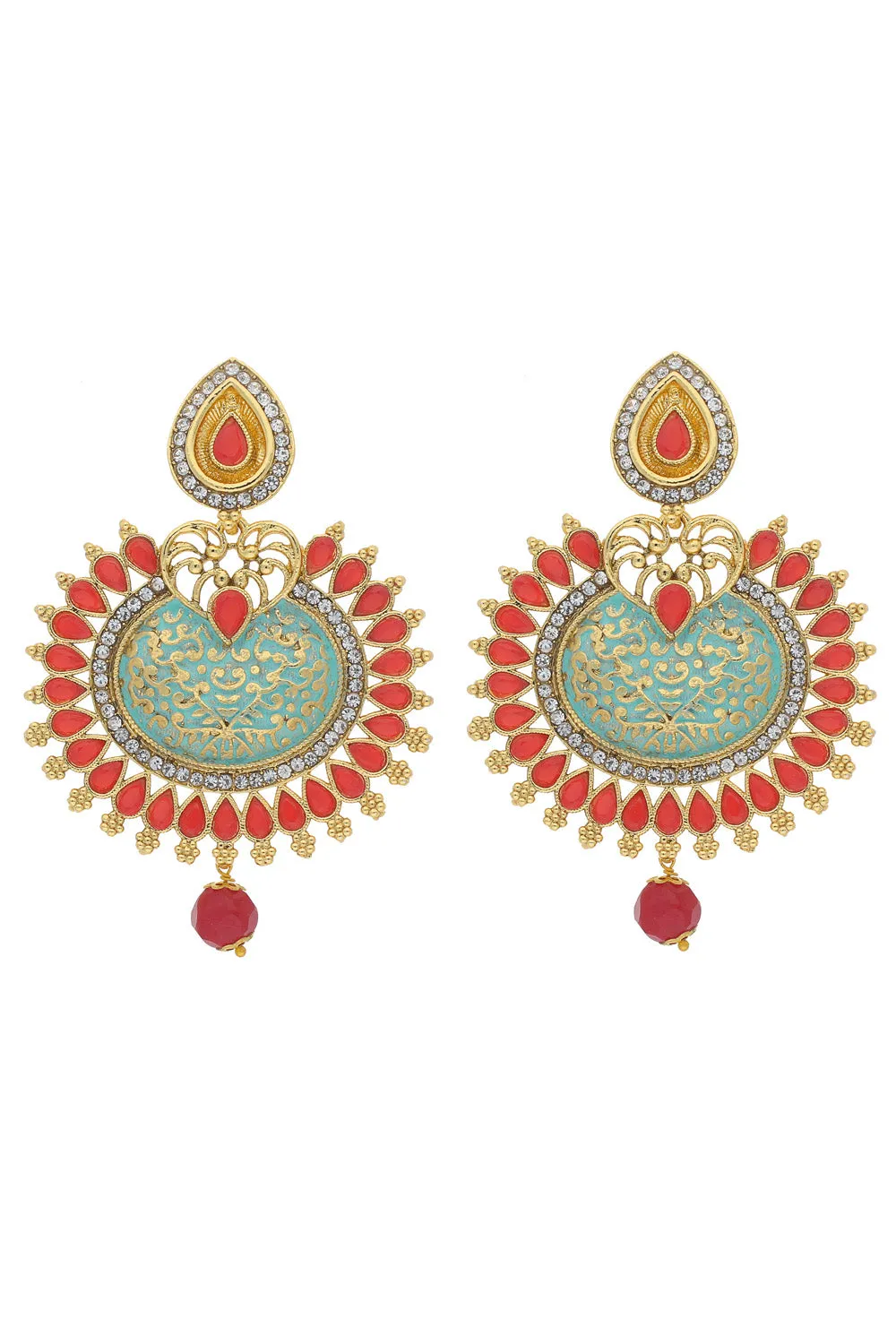 Alloy Chandbali Earring in Red