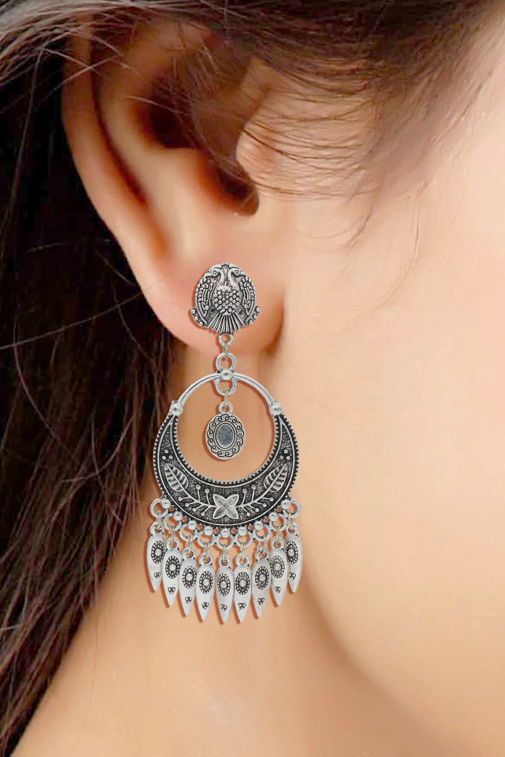 Alloy Chandbali Earring in Silver