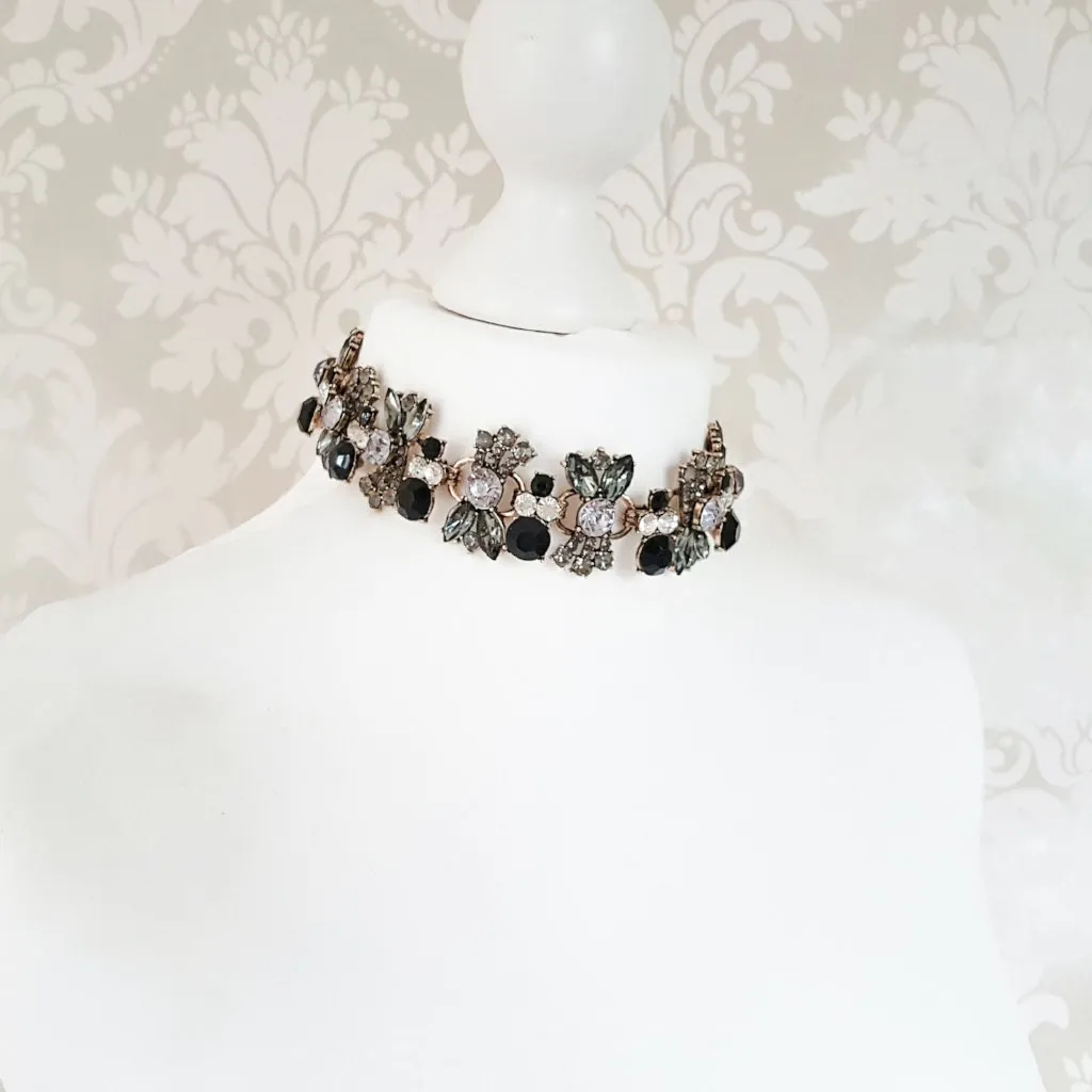 ANIYA Black Rhinestone Choker