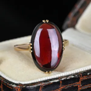 Antique 18K Gold Oval Cabochon Garnet Ring