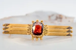 Antique Circa 1900 9ct Yellow Gold Garnet Brooch