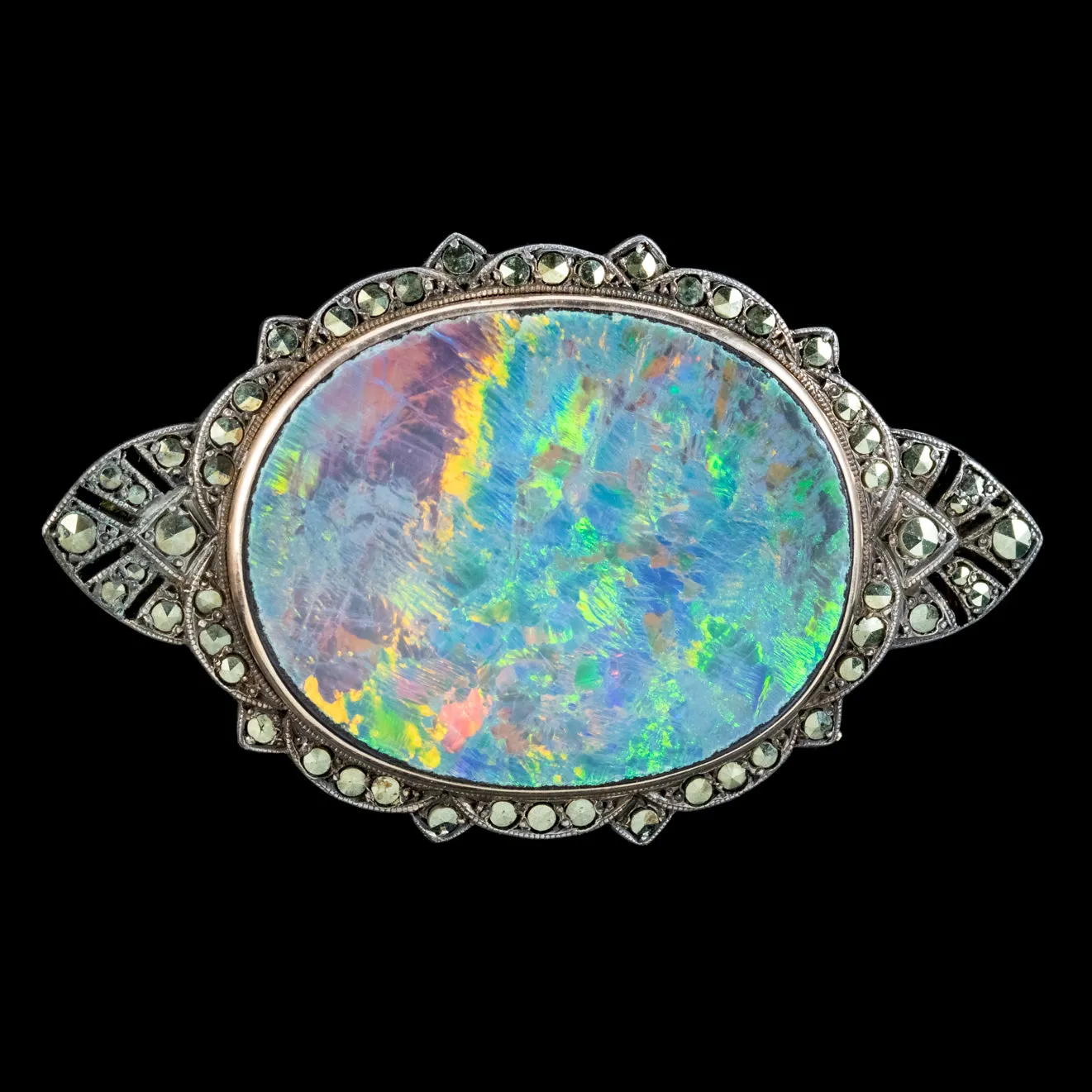 Antique Edwardian Black Opal Cut Steel Brooch Circa 1901