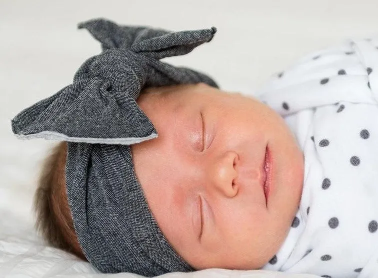 Baby Bling Stonewash Charcoal Patterned Knot Headband