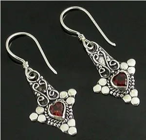 Bali Heart Indonesian Style Sterling Silver Earrings