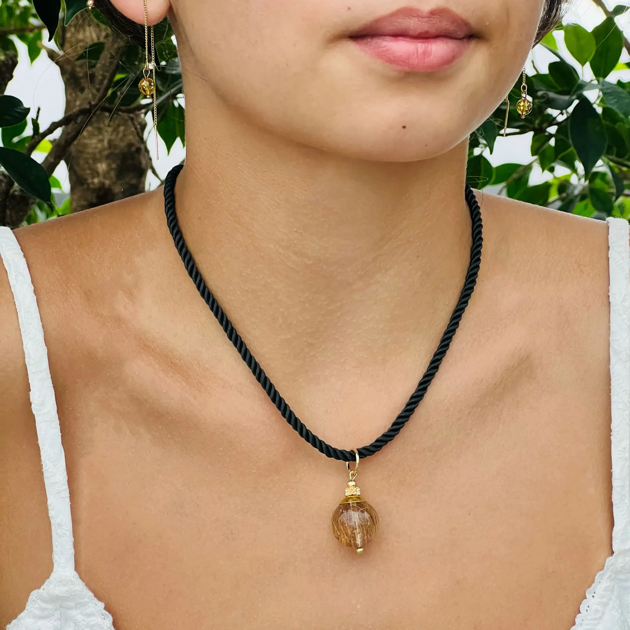 Bronze Rutilated Quartz Silk Twist Necklace