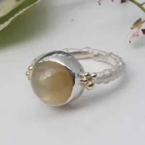 Champagne Moonstone Twig Ring, Rustic Ring