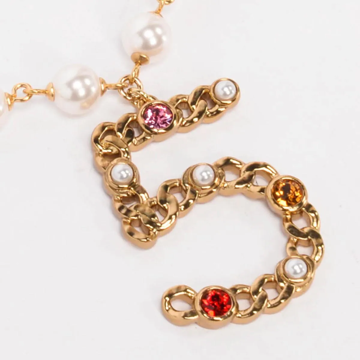 Chanel Gold Tone Pearl & Crystal Coco Charm Choker Necklace