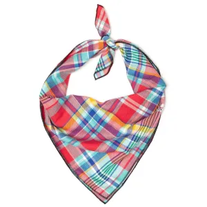 Coral Multi Plaid Dog Bandana