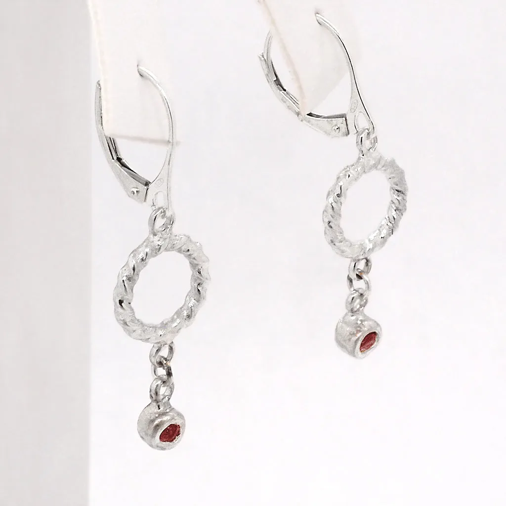 Dangle Garnet Twisted earrings