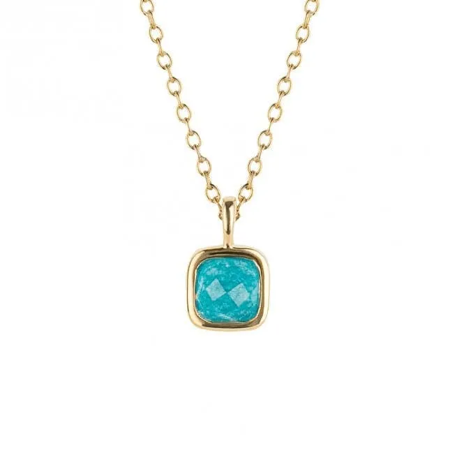 December Birthstone Teal Quartz Gold Plated Silver Necklace N4517