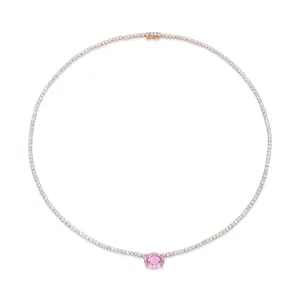 Diamond Hepburn Choker With Oval Shaped Pink Sapphire