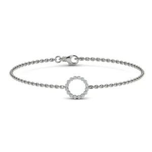 Diamond Open Circle Bracelet in 14K White Gold