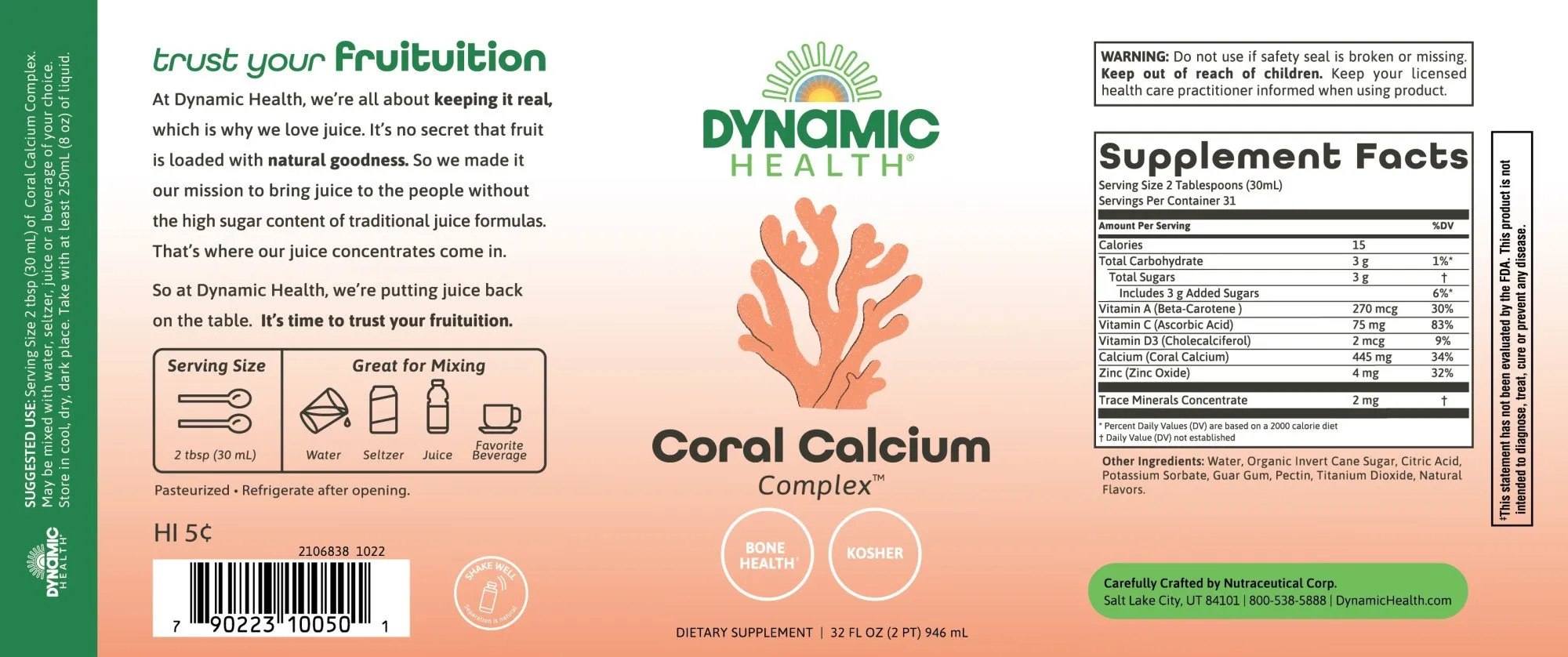 Dynamic Health Liquid Coral Calcium Complex 32 oz Liquid