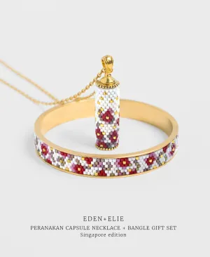 EDEN   ELIE Modern Peranakan capsule pendant necklace   bangle gift set - Singapore edition