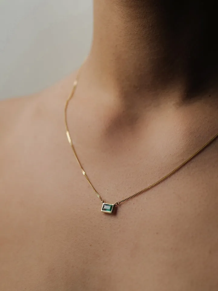 Emerald Cut Bezel Necklace