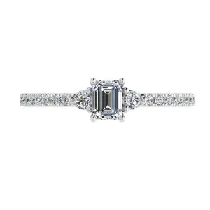 Emerald Cut Diamond Ring with Side Stones