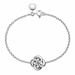 Entwined Petal Flower Bracelet - 18ct White Gold & 0.10ct Diamond