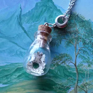 Fellowship of the rings daisy in bulb bottle necklace