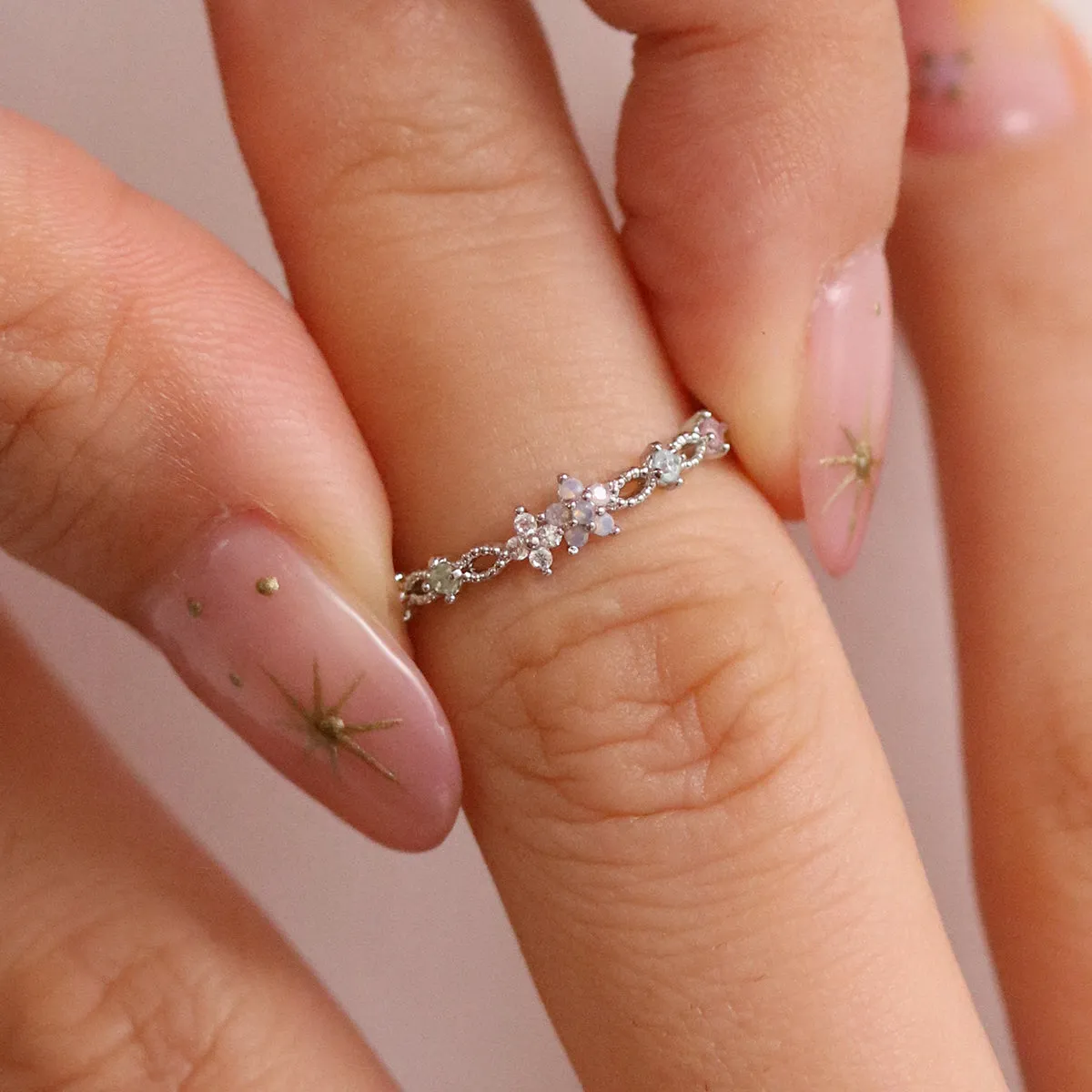 Flower Moonstone Pastel Ring