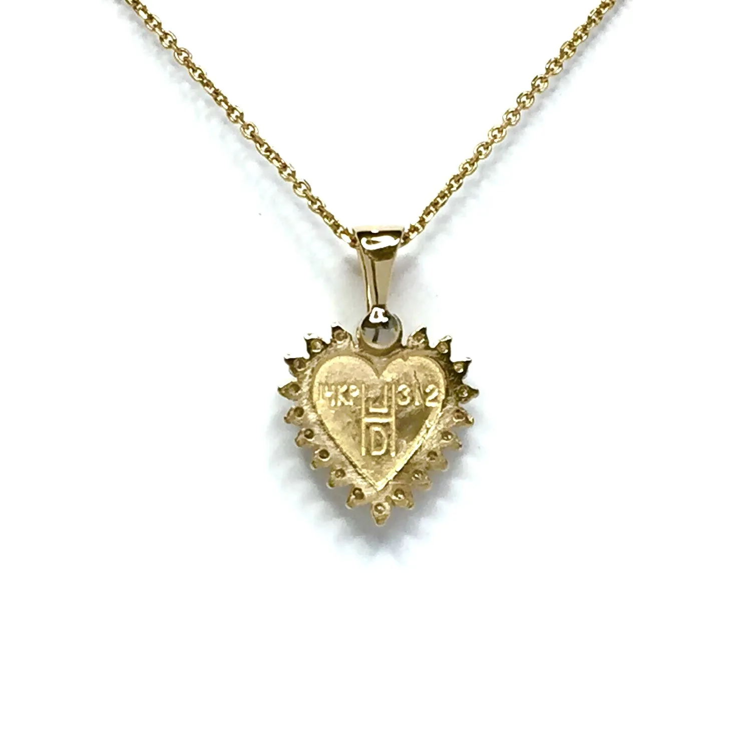 G2 Gold Quartz Pendant Heart Inlaid .21ctw Diamond Halo Design Pendant