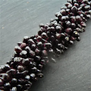 Garnet Side Drilled Drop Beads 15" Strand