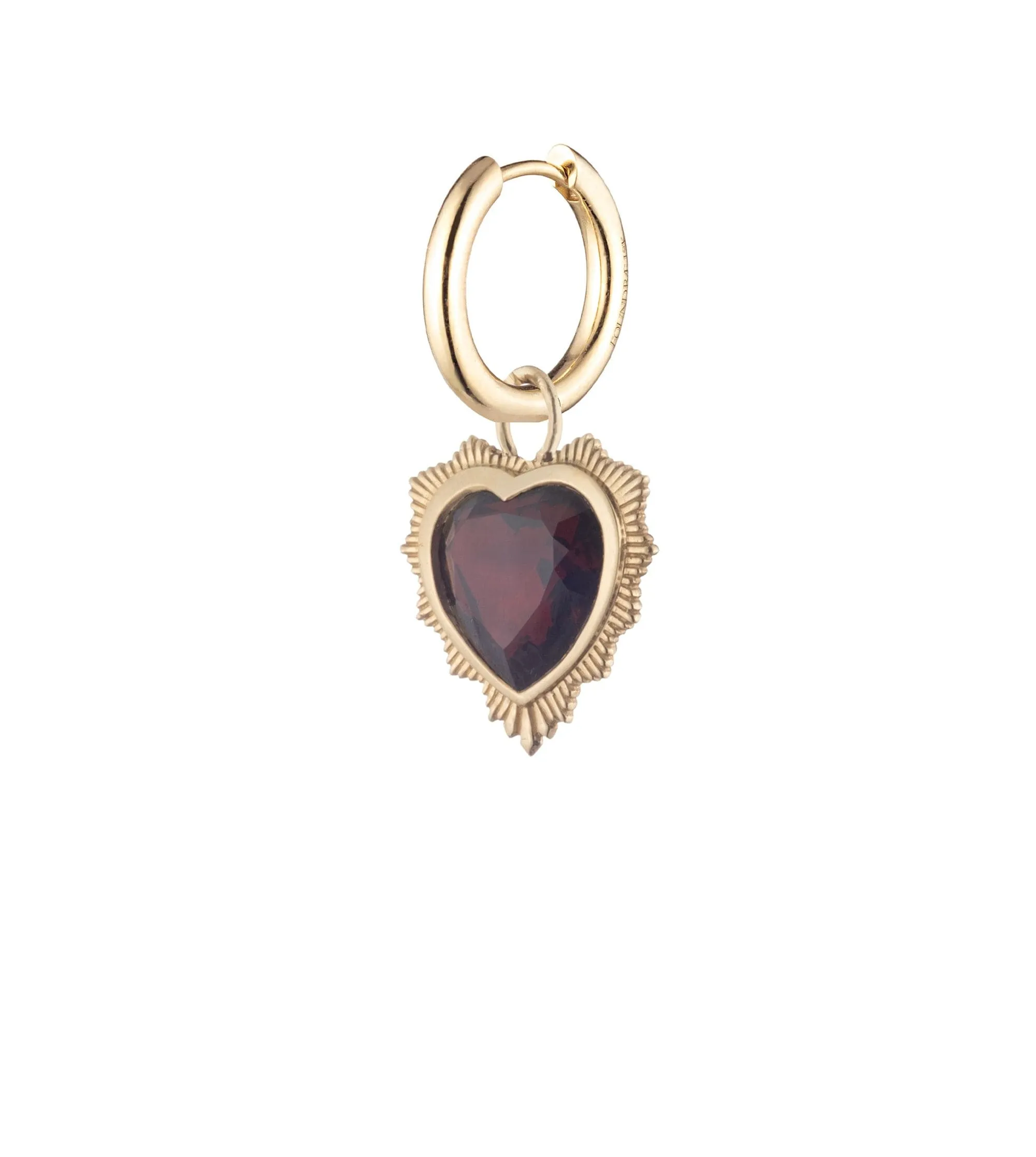 Gemstone Heart - Love : Garnet Small Chubby Ear Hoop