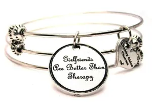 Girlfriends Are Better Than Therapy Triple Style Expandable Bangle Bracelet